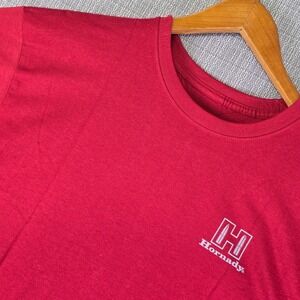 NEW Hornady Ammunition Label Shirt Mens Medium Red Ammo Hunting Graphic Tee NWOT